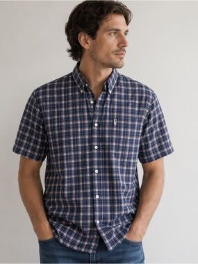 Polo Jeans Co. Ralph Lauren Plaid Shirt 🔵🔴 | Short Sleeve Button-Down | Size L
